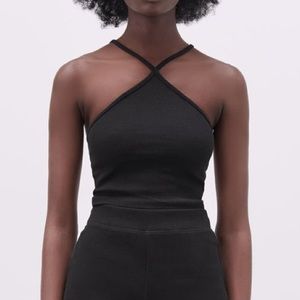 Zara black ribbed cropped top